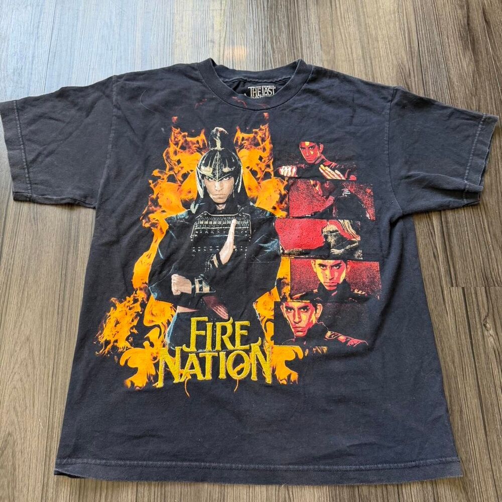 The Last Airbender black Fire Nation Tee Big Print Graphic Cartoon Anime
